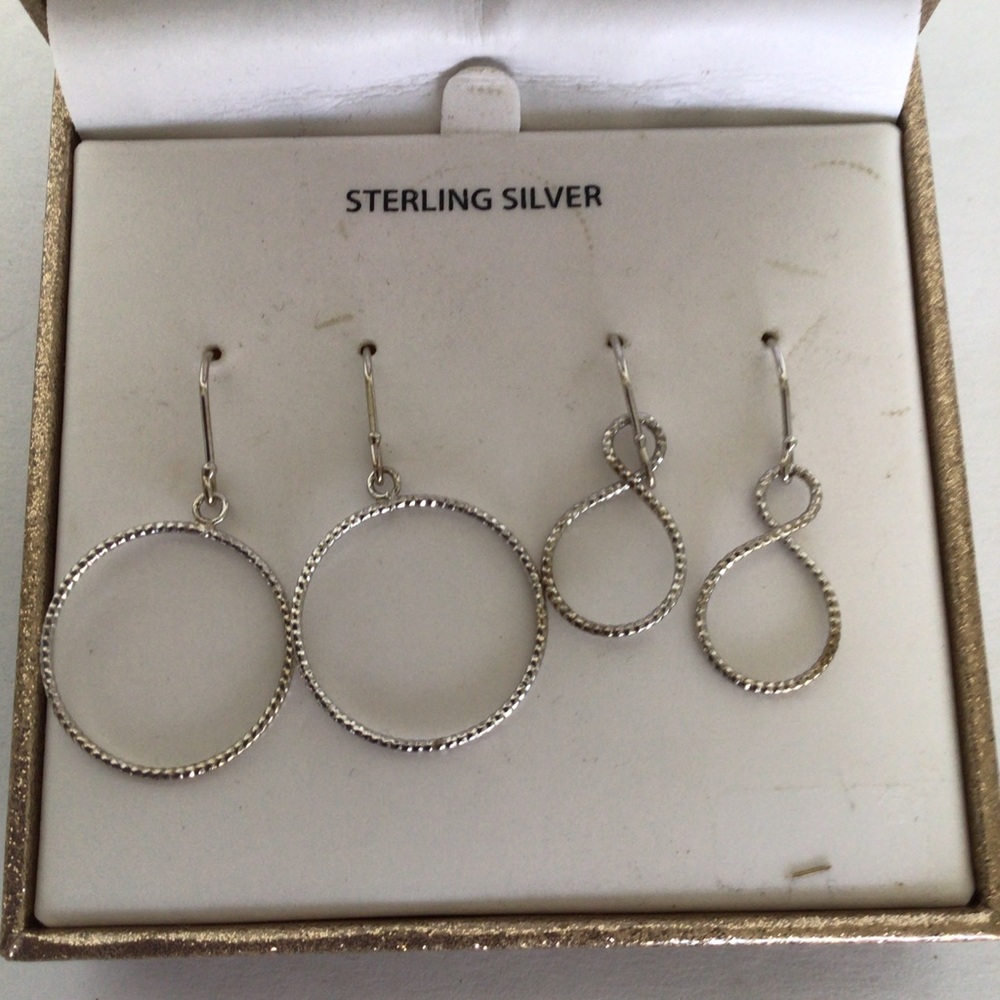 BRILLIANCE STERLING SILVER INFINITY AND HOOP EARRINGS NWT